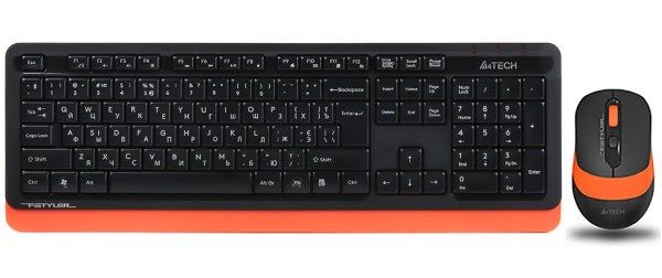 Клавіатура+миша безпровідні A4Tech Wireless FG1010 (Orange) Fstyler Black+ Orange, USB
