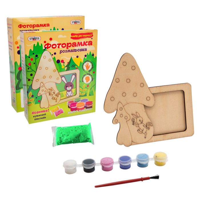 Набір для творчості Strateg Фоторамка-розмальовка із дерева Грибочок (8007)