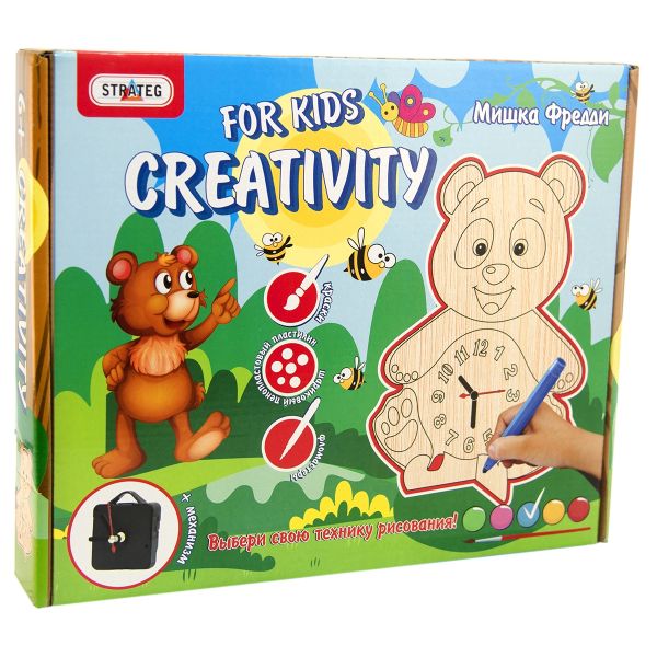 Набір для творчості Strateg Годинник з фанери Ведмедик Фредді 6106