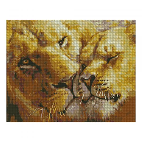 Алмазна картина FA40805 «Левова ніжність», розміром 40х50 см кр