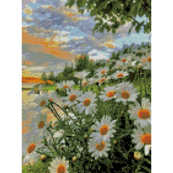 Алмазна мозаїка Strateg ПРЕМІУМ Чудові ромашки 30х40 см HX116
