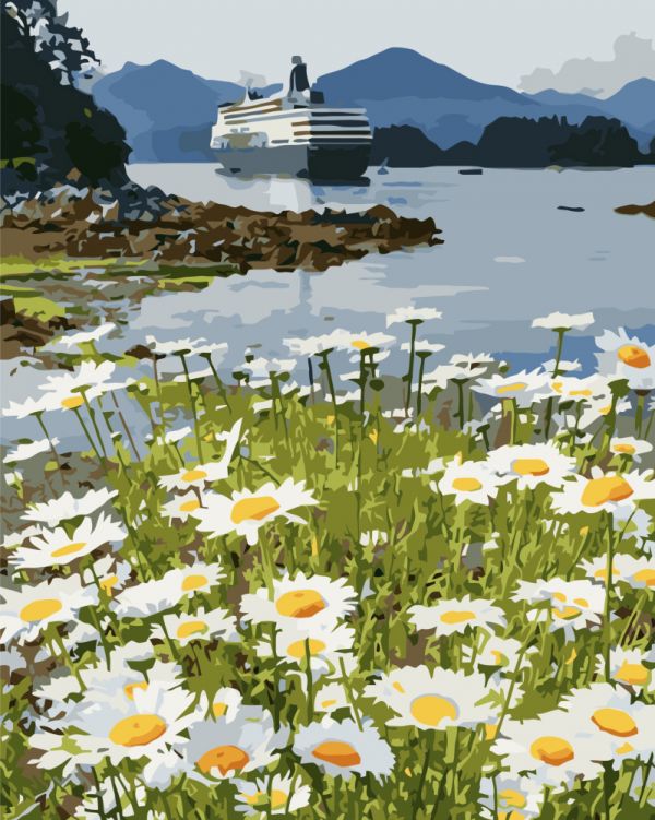 Картина за номерами Strateg ПРЕМІУМ Пейзаж мрії з лаком розміром 40х50 см VA-3439