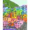 Картина за номерами Різнокольорові будиночки Strateg з лаком розміром 40х50 см (VA-3581)