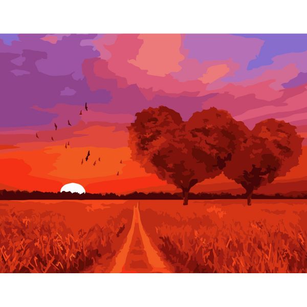 Картина за номерами Strateg ПРЕМІУМ Дерева-серця з лаком розміром 40х50 см VA-3680