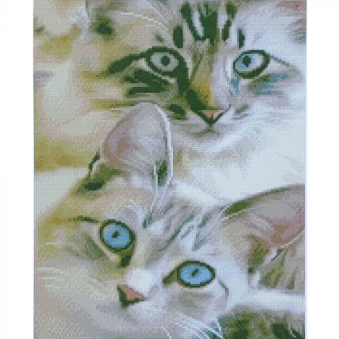 Алмазна мозаїка Strateg ПРЕМІУМ Погляд котиків розміром 40х50 см (D0043)