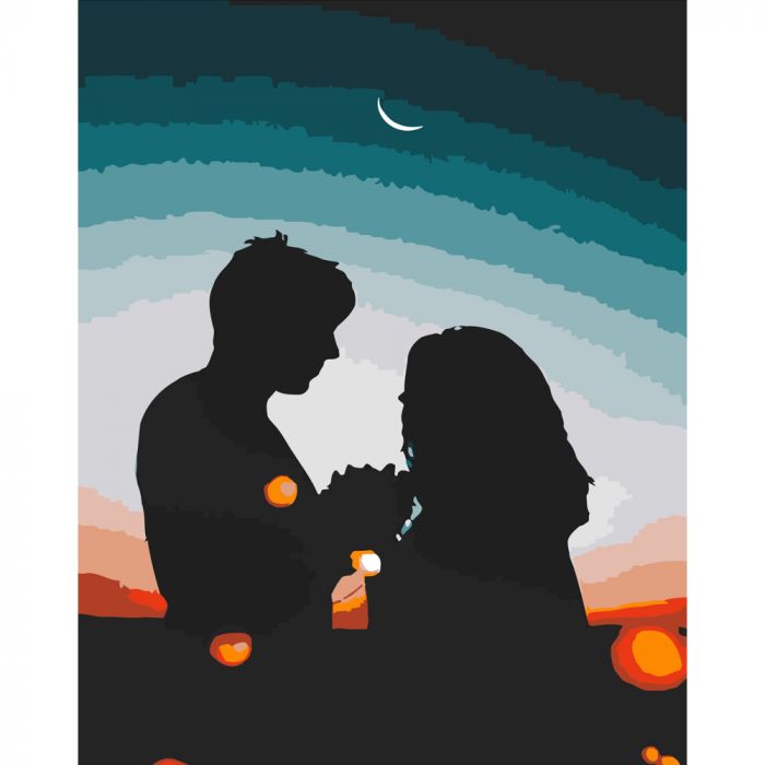 Набір для розпису по номерах Пропозиція під місяцем Strateg розміром 40х50 см (DY018)