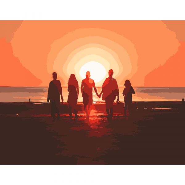 Набір для розпису по номерах Друзі на побережжі Strateg розміром 40х50 см (DY076)