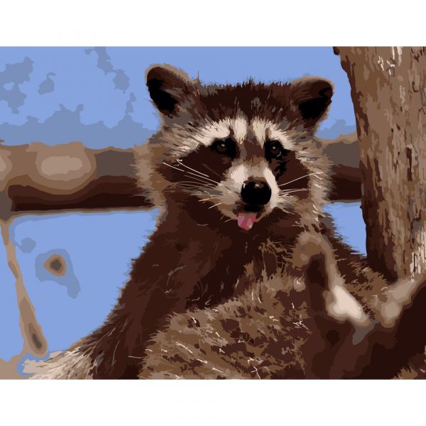 Набір для розпису по номерах Смішний єнотик Strateg розміром 40х50 см (DY088)