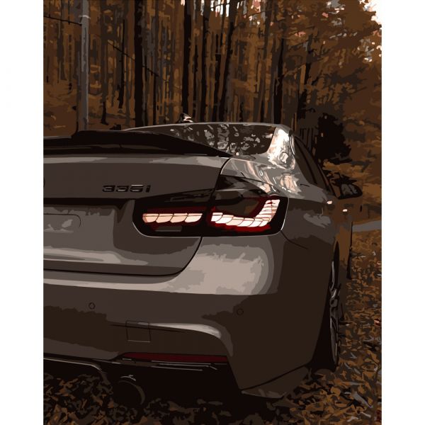 Картина за номерами Strateg ПРЕМІУМ Сіра БМВ розміром 40х50 см (DY095)