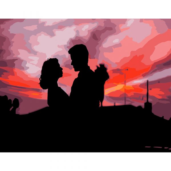 Набір для розпису по номерах Побачення на заході Strateg розміром 40х50 см (DY111)