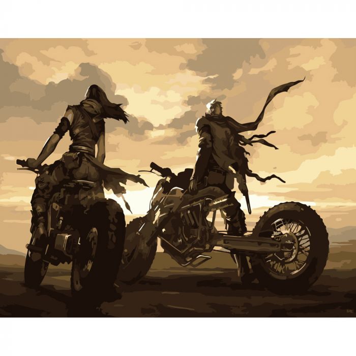 Набір для розпису по номерах Пара байкерів Strateg розміром 40х50 см (DY208)