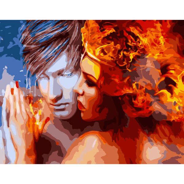 Картина за номерами Strateg ПРЕМІУМ Лід та полум&apos;я розміром 40х50 см (GS189)