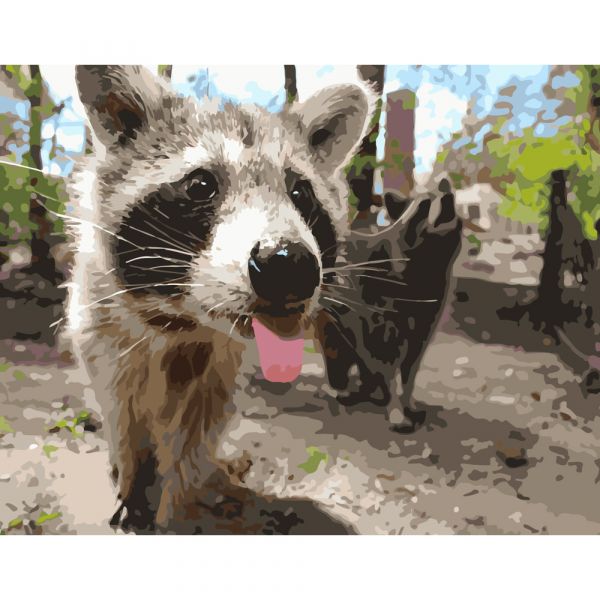 Набір для розпису по номерах Веселий єнотик Strateg розміром 40х50 см (GS239)