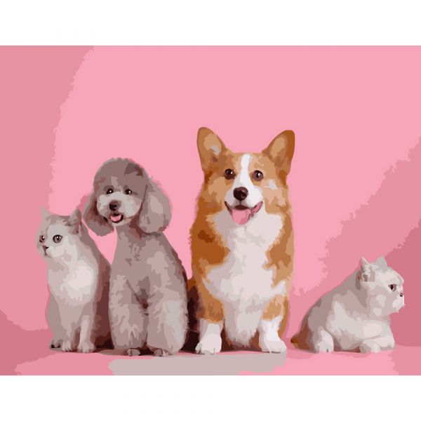 Набір для розпису по номерах Домашні тварини Strateg розміром 40х50 см (GS248)