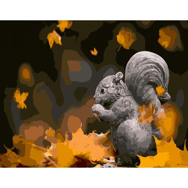 Картина за номерами Strateg ПРЕМІУМ Кам&apos;яне білченя розміром 40х50 см (GS251)