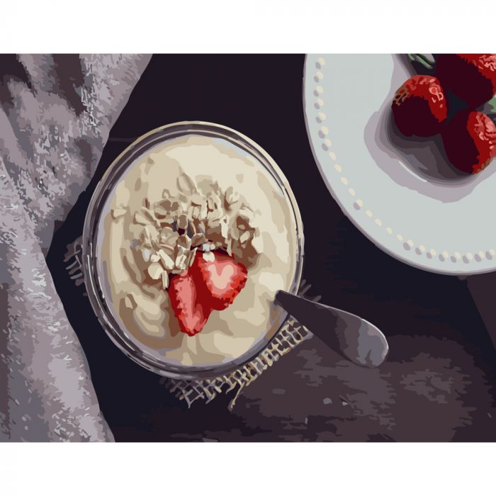 Набір для розпису по номерах Йогурт з полуницею Strateg розміром 40х50 см (GS258)