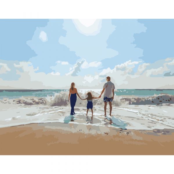 Картина за номерами Strateg ПРЕМІУМ Морський сімейний відпочинок розміром 40х50 см (GS310)