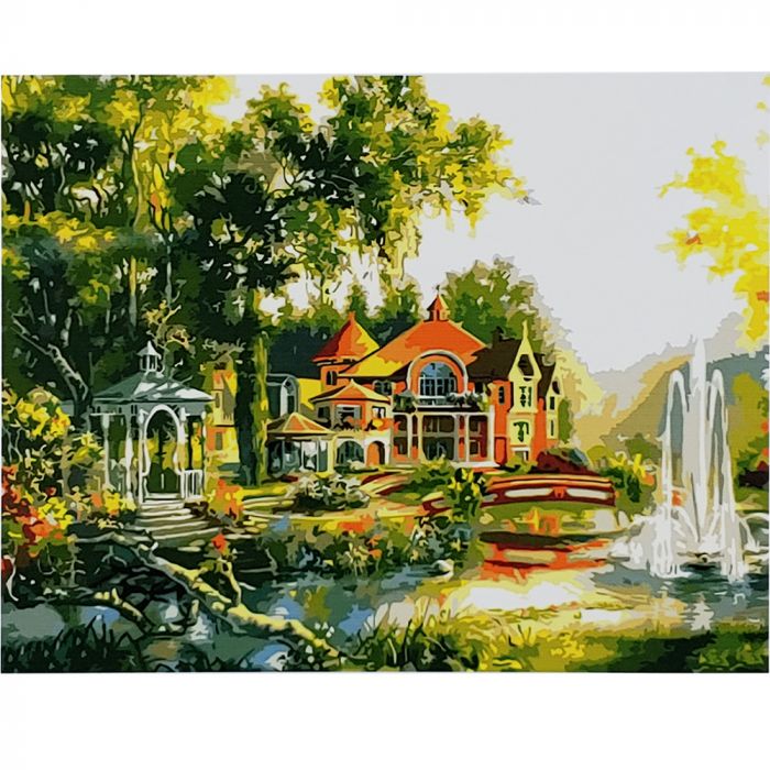 Набір для розпису по номерах Альтанка біля помістя Strateg розміром 40х50 см (GS040)