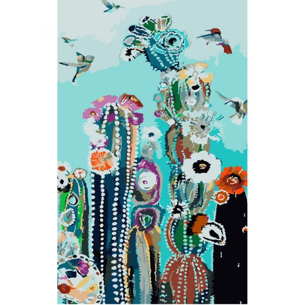 Картина за номерами Strateg ПРЕМІУМ Казкові кактуси розміром 50х25 см (WW021)