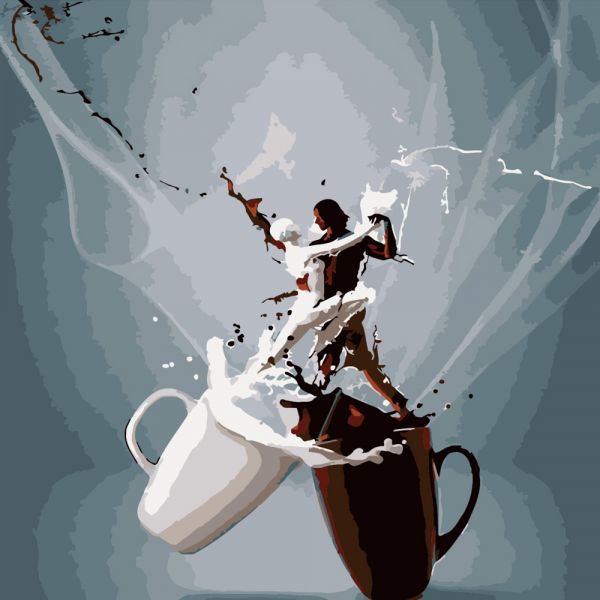 Картина за номерами Strateg ПРЕМІУМ Боротьба чорного та білого розміром 40х40 см (SK029)