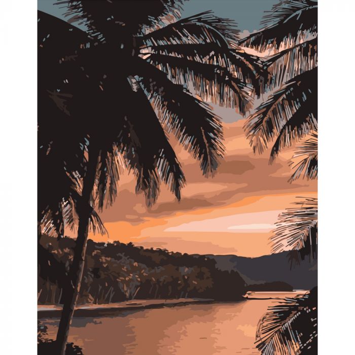 Набір для розпису по номерах При заході сонця Strateg розміром 40х50 см (DY247)