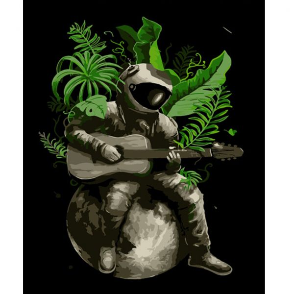 Набір для розпису по номерах Космонавт з гітарою Strateg розміром 40х50 см (DY308)