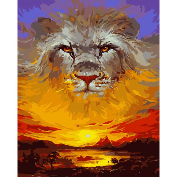 Картина за номерами Strateg ПРЕМІУМ Лев Аслан розміром 40х50 см (GS376)
