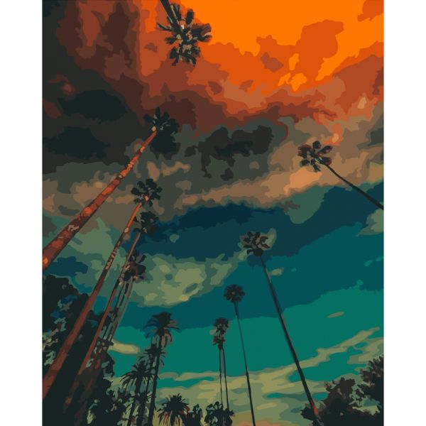 Картина за номерами Strateg ПРЕМІУМ Неба Лос Анджелеса розміром 40х50 см (GS512)