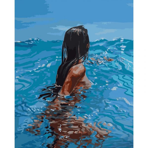 Картина за номерами Strateg ПРЕМІУМ Води океану розміром 40х50 см (GS610)