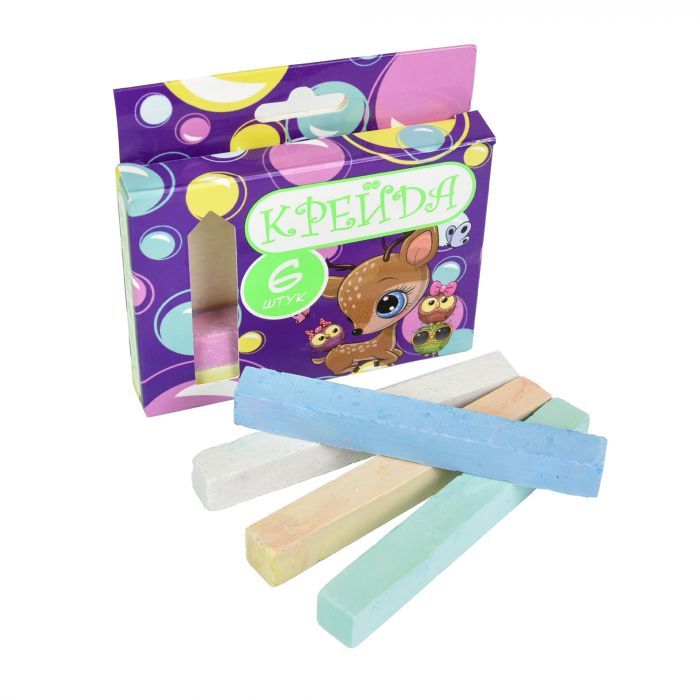 Крейда Strateg Квадратна шкільна різнокольорова - 6 штук (50113)