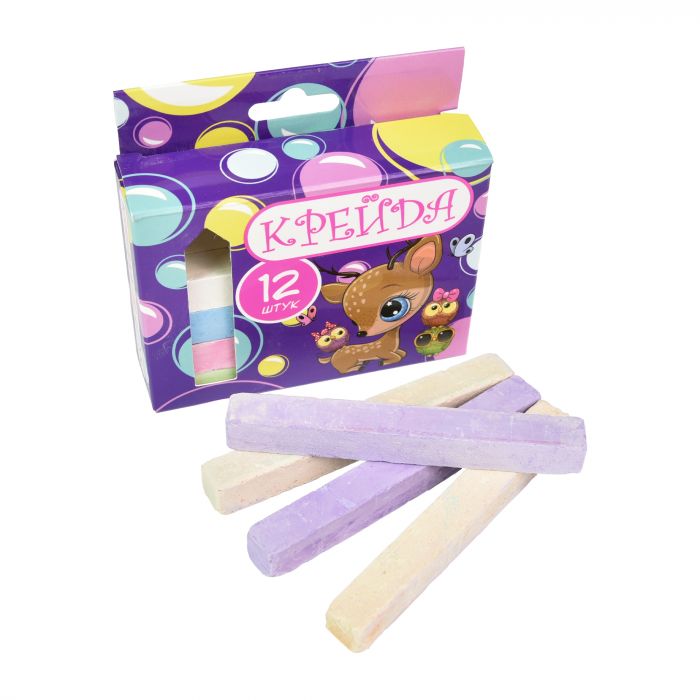 Крейда Strateg Квадратна шкільна різнокольорова - 12 штук (50114)