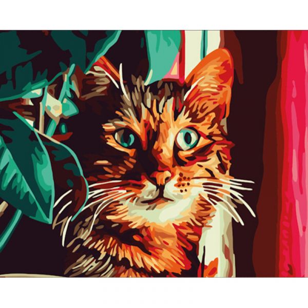 Картина за номерами Strateg ПРЕМІУМ Зелений погляд розміром 40х50 см (GS782)