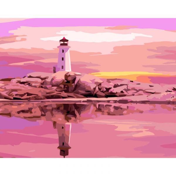Набір для розпису по номерах Маяк на заході сонця Strateg розміром 40х50 см (GS830)