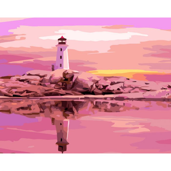 Набір для розпису по номерах Маяк на заході сонця Strateg розміром 40х50 см (GS830)