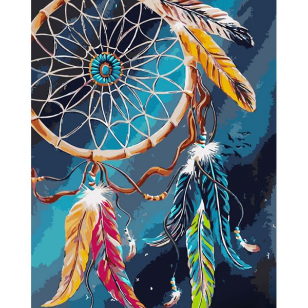 Картина за номерами Strateg ПРЕМІУМ Ловець снів розміром 40х50 см (GS1010)