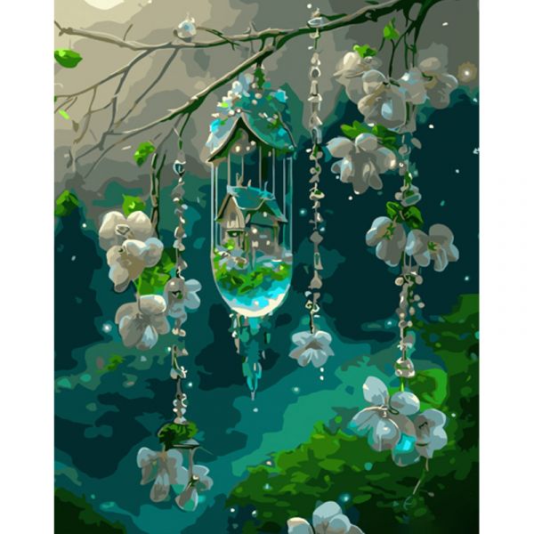 Картина за номерами Strateg ПРЕМІУМ Казковий будиночок розміром 40х50 см (GS1020)