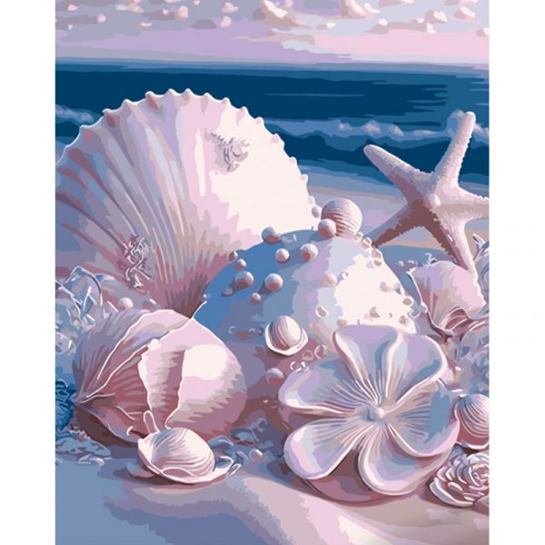 Набір для розпису по номерах Пастельні мушлі Strateg розміром 40х50 см (GS1063)