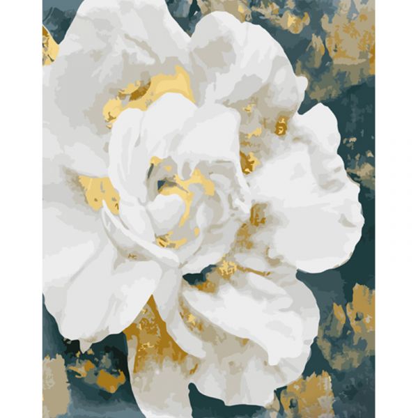 Картина за номерами Strateg ПРЕМІУМ Золото в пелюстках з лаком розміром 40х50 см (GS1251)