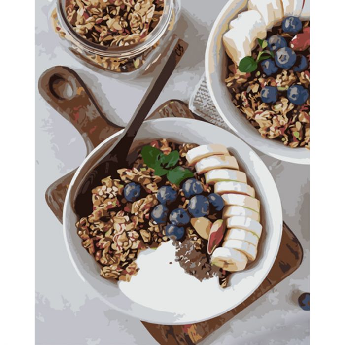 Набір для розпису по номерах Вівсянка з фруктами Strateg розміром 40х50 см (GS1317)