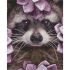 Алмазна картина Strateg ПРЕМІУМ Єнот серед квітів розміром 40х50 см (L-019)