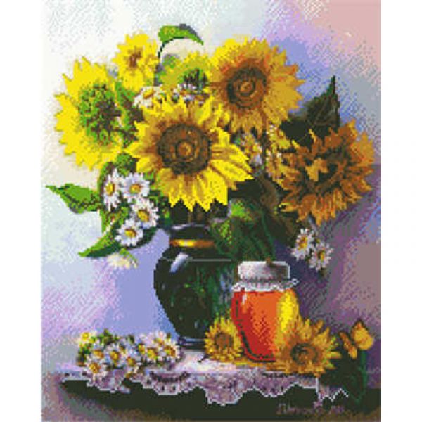 Алмазна картина Strateg ПРЕМІУМ Мед та соняхи розміром 40х50 см (L-023)