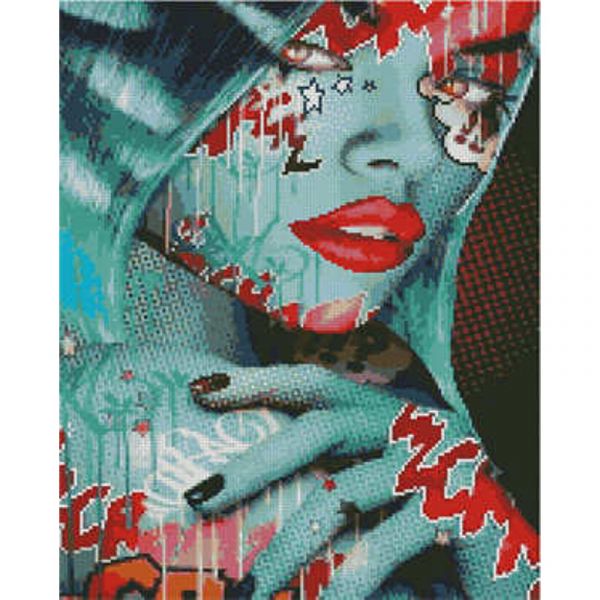Алмазна картина Strateg ПРЕМІУМ Малюнки на обличчі розміром 40х50 см (L-108)