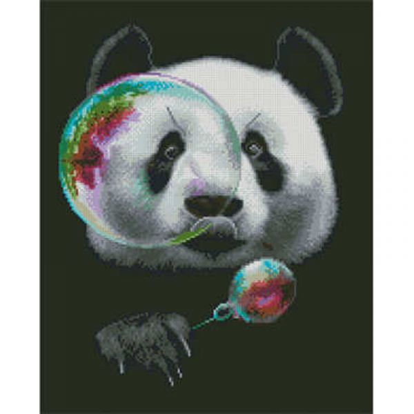 Алмазна картина Strateg ПРЕМІУМ Панда та бульбашка розміром 40х50 см (L-243)