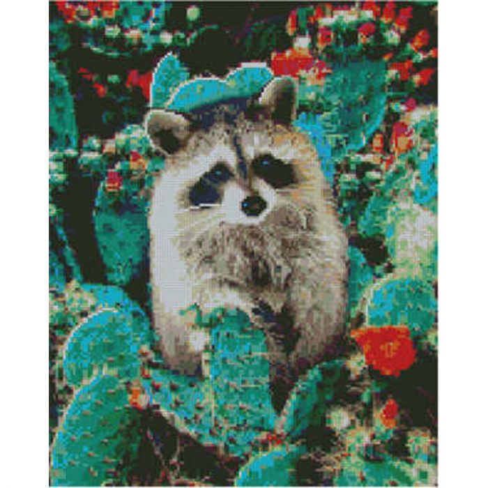 Набір для творчості алмазна картина Єнот у кактусах Strateg розміром 40х50 см (L-271)