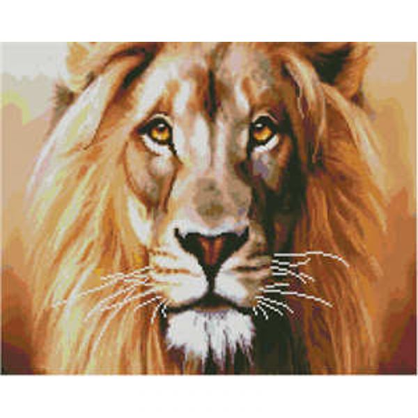 Алмазна картина Strateg ПРЕМІУМ Мудрий лев розміром 40х50 см (L-376)