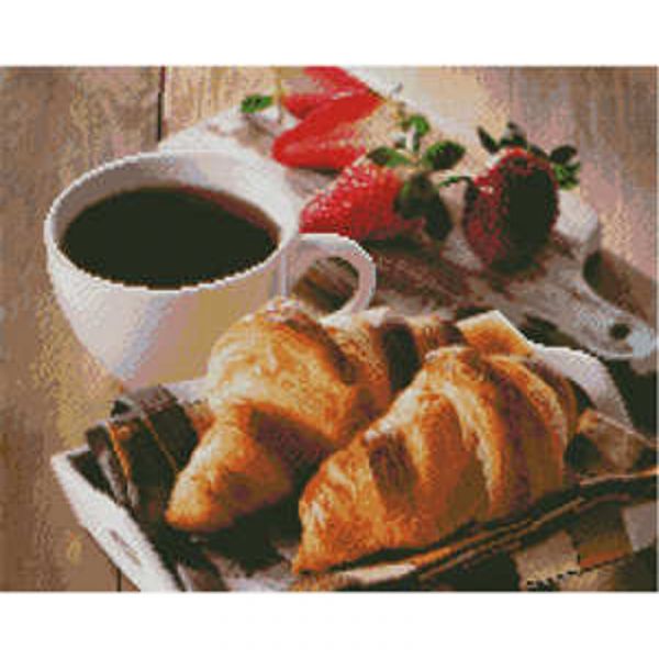Набір для творчості алмазна картина Ранкова кава з круасанами Strateg розміром 40х50 см (L-433)