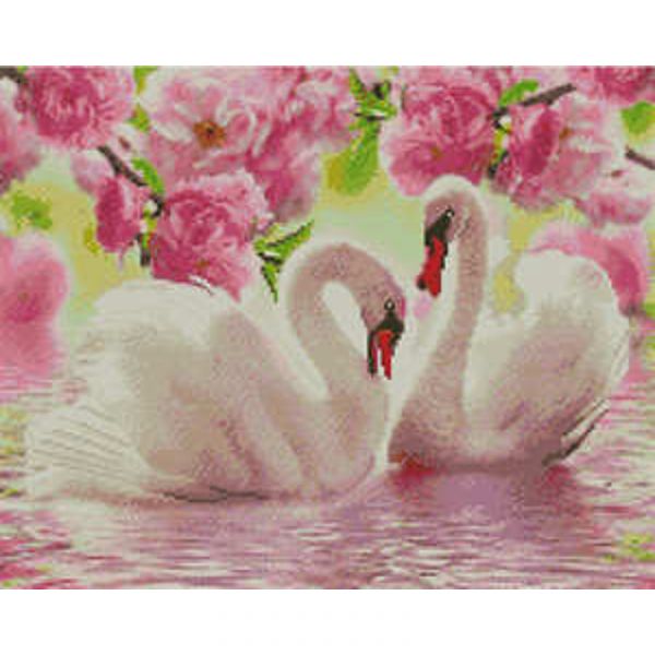 Алмазна картина Strateg ПРЕМІУМ Лебедине кохання розміром 40х50 см (L-489)