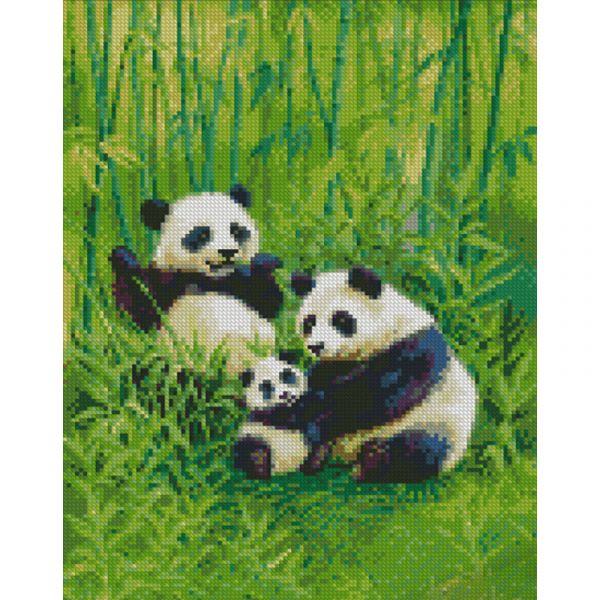 Алмазна мозаїка Strateg ПРЕМІУМ Сімейка панд розміром 30х40 см (KB040)