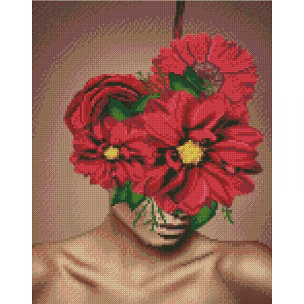 Набір для творчості алмазна картина Жінка-квітка Strateg розміром 30х40 см (KB044)