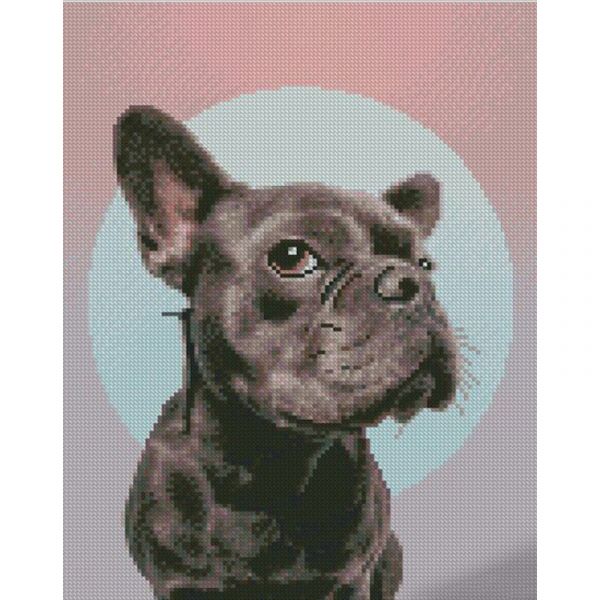 Алмазна мозаїка Strateg ПРЕМІУМ Зацікавлений бульдог розміром 30х40 см (KB056)